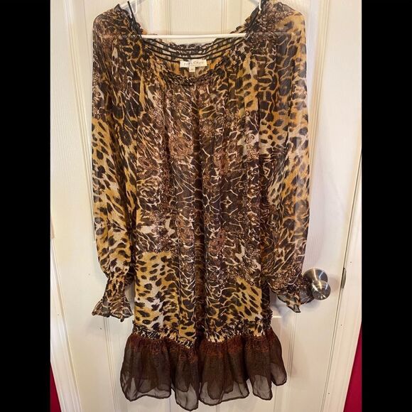 Forla Paris sheer leopard dress sz M - Picture 1 of 7